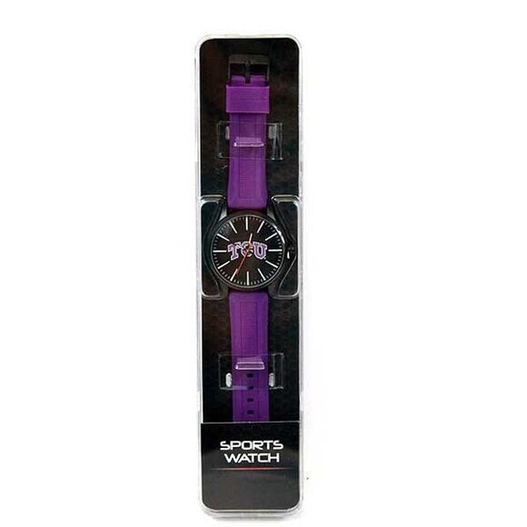 TCU Horned Frogs Men Sport Watch Basketball Water Shock Resistance Purple New - Picture 1 of 3